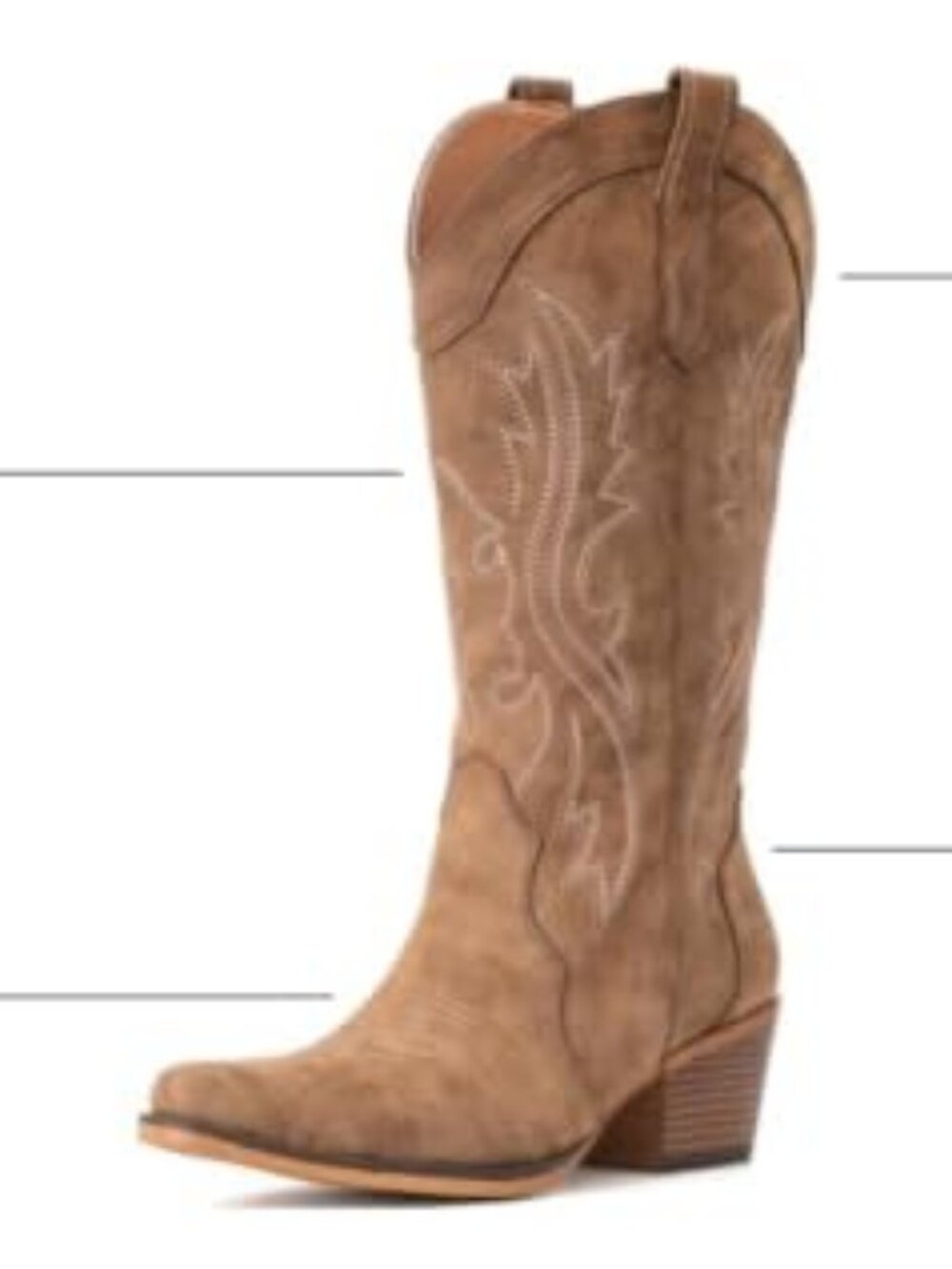 Cowboy Boots For Women Western Cowgirl Boots Mid Calf Snip Toe - Picture 3 of 6